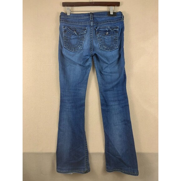 True Religion Women Jeans Size 26 Blue Becca Mid Rise Bootcut Dark Wash Stretch - Picture 2 of 12